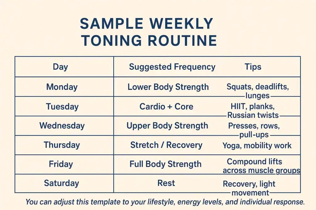 Achieving the Perfect Tone: How Often Should You Exercise for Results? 4 Weekly exercise Windlesham plan graphic