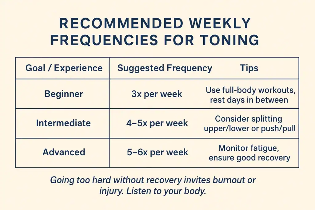 Achieving the Perfect Tone: How Often Should You Exercise for Results? 2 Graphic to show how often you should do exercise to help with toning Windlesham